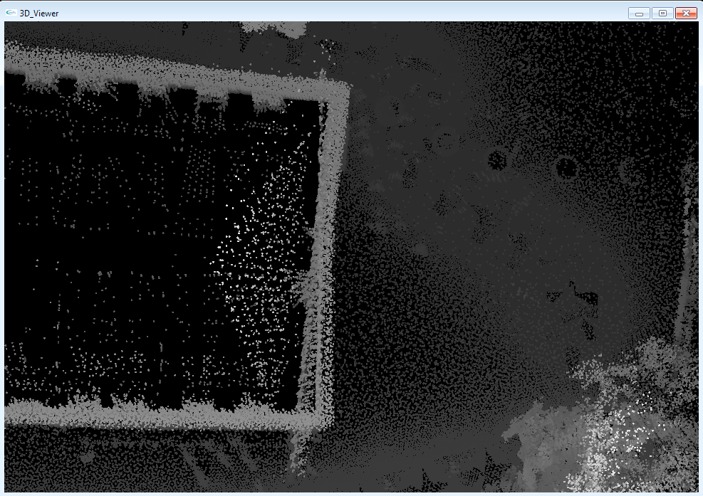 Top view showing overlapping wall of the sequentially matched data set